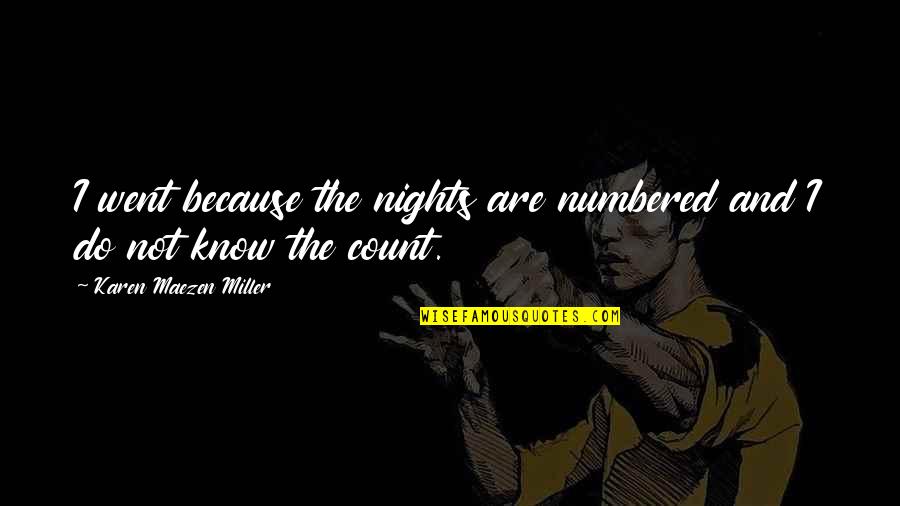Soldinger Accounting Quotes By Karen Maezen Miller: I went because the nights are numbered and