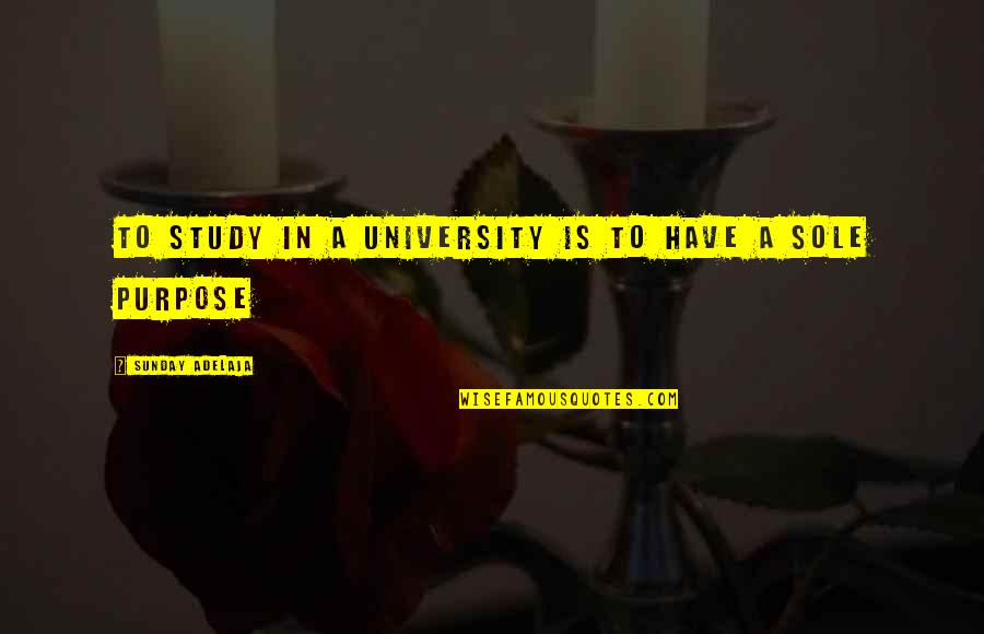 Sole Purpose Quotes By Sunday Adelaja: To study in a university is to have Sole Purpose Quotes By Sunday Adelaja: To study in a university is to have
