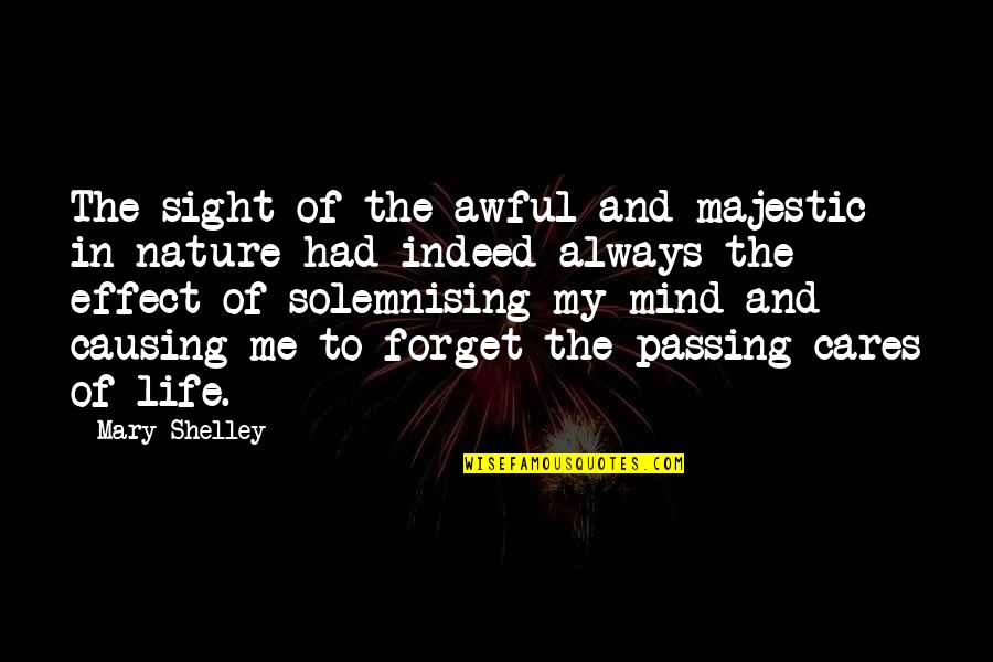 Solemnising Quotes By Mary Shelley: The sight of the awful and majestic in