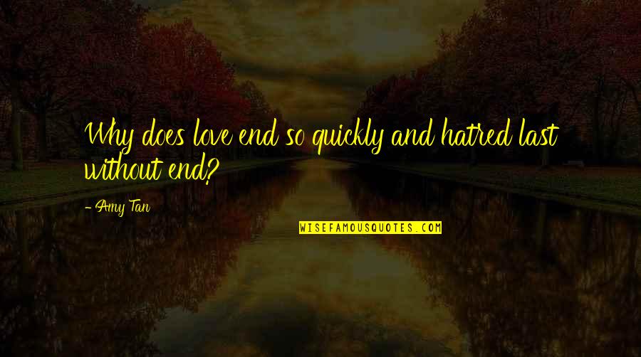 Solenidade De Todos Quotes By Amy Tan: Why does love end so quickly and hatred