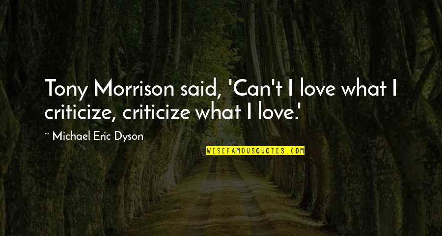 Solid Conservatory Roof Quotes By Michael Eric Dyson: Tony Morrison said, 'Can't I love what I