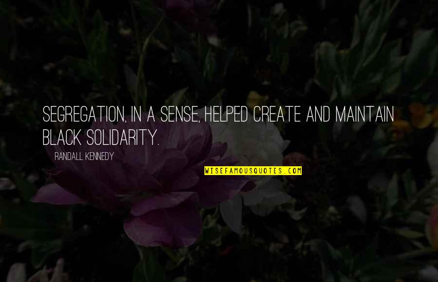 Solidarity Quotes By Randall Kennedy: Segregation, in a sense, helped create and maintain Solidarity Quotes By Randall Kennedy: Segregation, in a sense, helped create and maintain