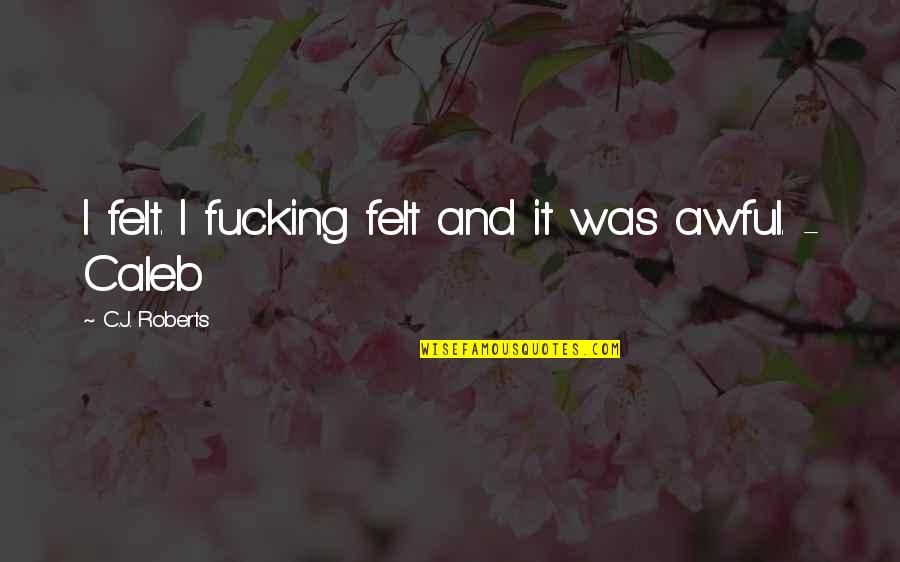 Soliloquy In Romeo Quotes By C.J. Roberts: I felt. I fucking felt and it was Soliloquy In Romeo Quotes By C.J. Roberts: I felt. I fucking felt and it was