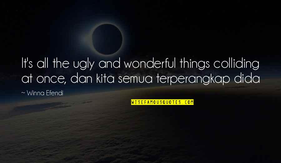 Solimene Platters Quotes By Winna Efendi: It's all the ugly and wonderful things colliding Solimene Platters Quotes By Winna Efendi: It's all the ugly and wonderful things colliding