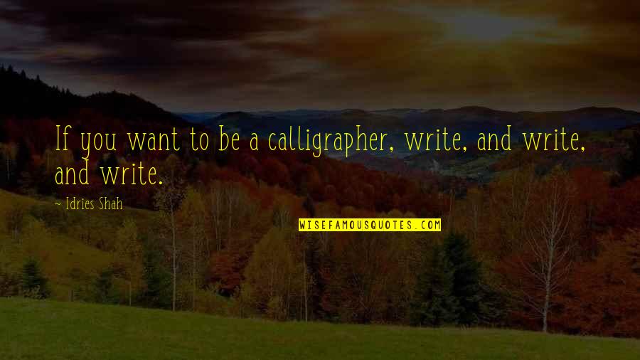 Solise Freeney Quotes By Idries Shah: If you want to be a calligrapher, write,