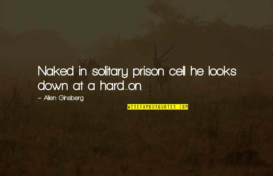 Solitary Quotes By Allen Ginsberg: Naked in solitary prison cell he looks down