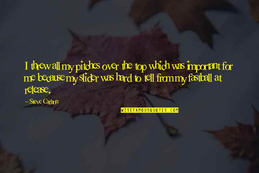Solomon Ortiz Education Quote Quotes By Steve Carlton: I threw all my pitches over the top Solomon Ortiz Education Quote Quotes By Steve Carlton: I threw all my pitches over the top