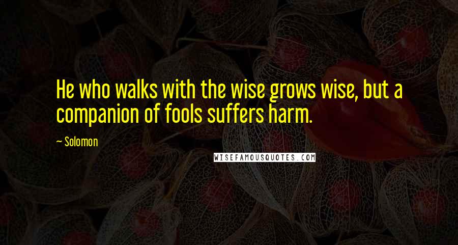 Solomon quotes: He who walks with the wise grows wise, but a companion of fools suffers harm.