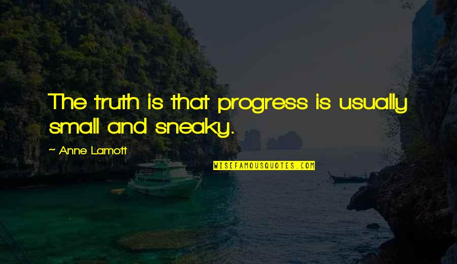 Solomona Aoelua Quotes By Anne Lamott: The truth is that progress is usually small