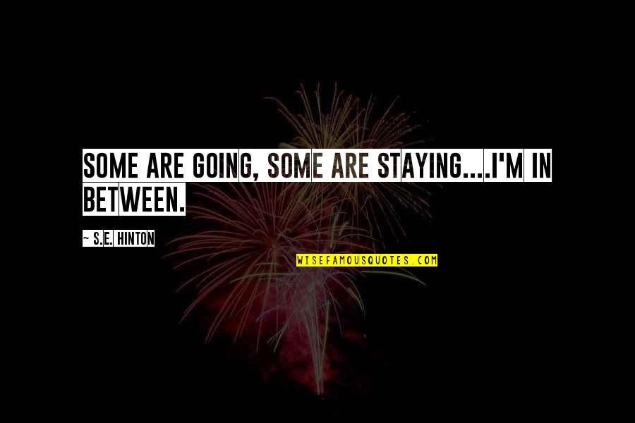 Solomont Center Quotes By S.E. Hinton: Some are going, some are staying....i'm in between.