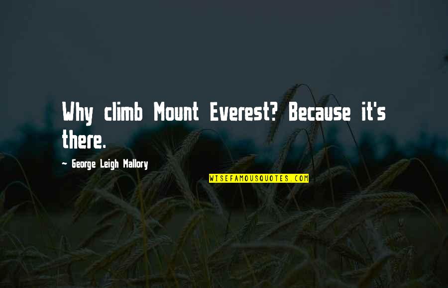 Solon The Athenian Quotes By George Leigh Mallory: Why climb Mount Everest? Because it's there.