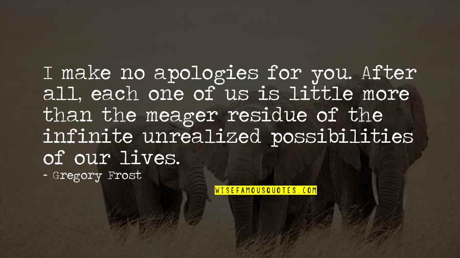 Soluble Corn Quotes By Gregory Frost: I make no apologies for you. After all,
