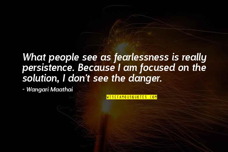 Solution Focused Quotes By Wangari Maathai: What people see as fearlessness is really persistence.
