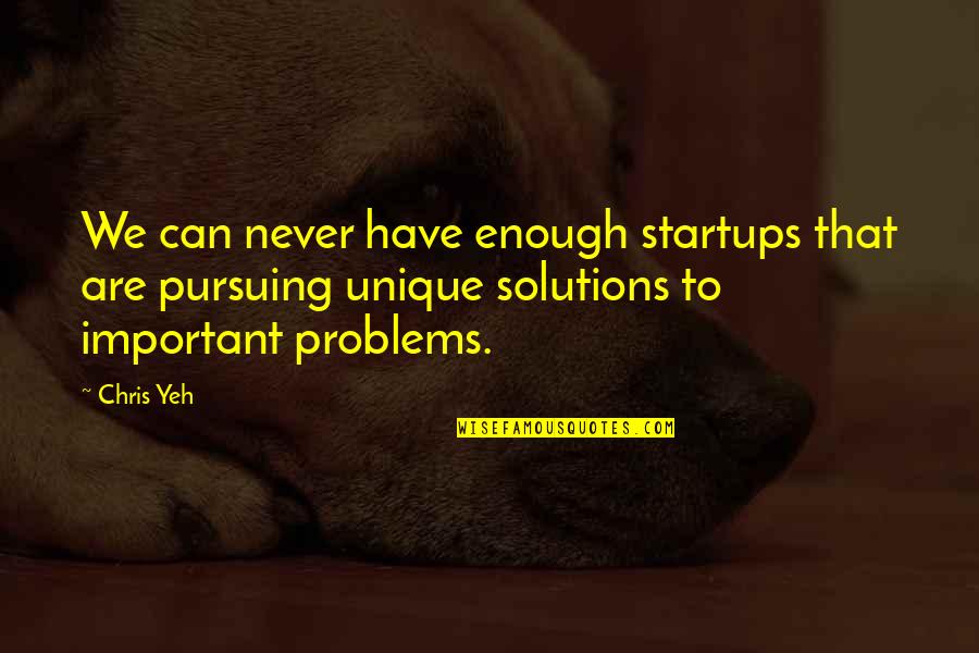 Solutions To Problems Quotes By Chris Yeh: We can never have enough startups that are