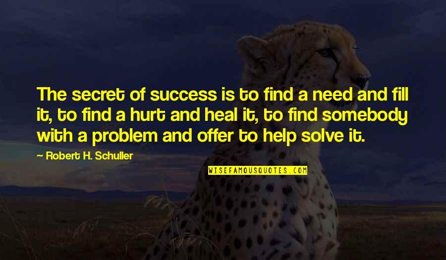 Solve A Problem Quotes By Robert H. Schuller: The secret of success is to find a