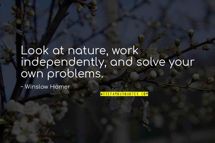 Solve Your Own Problems Quotes By Winslow Homer: Look at nature, work independently, and solve your Solve Your Own Problems Quotes By Winslow Homer: Look at nature, work independently, and solve your