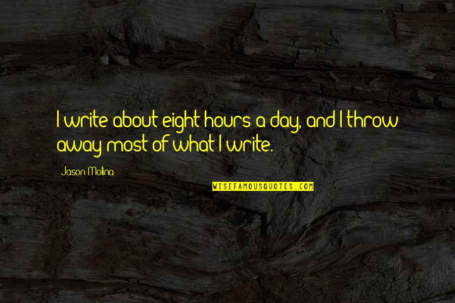 Solya White Summerville Quotes By Jason Molina: I write about eight hours a day, and