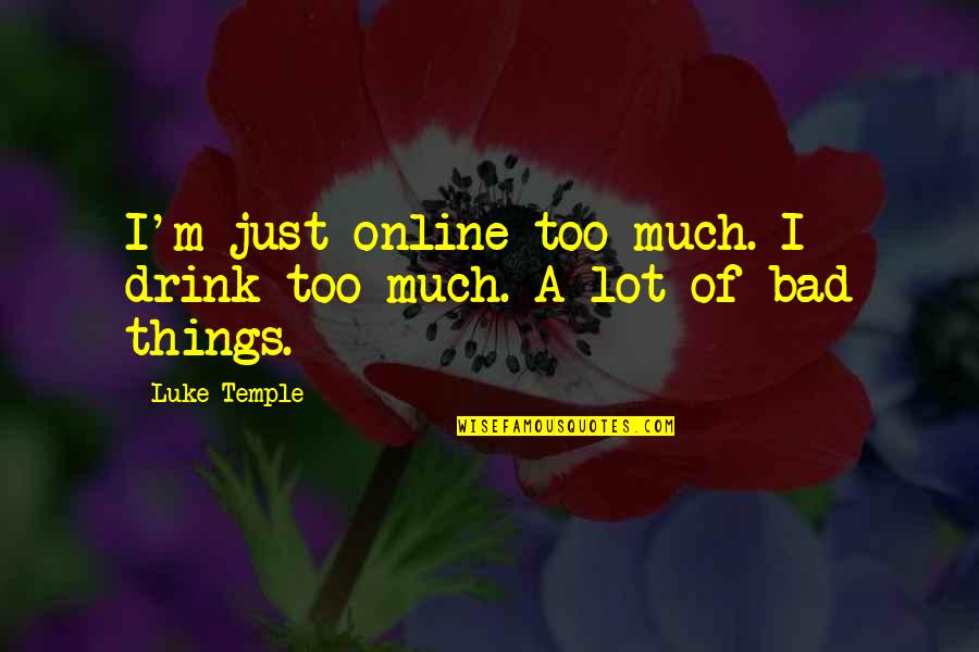 Somberly Synonym Quotes By Luke Temple: I'm just online too much. I drink too