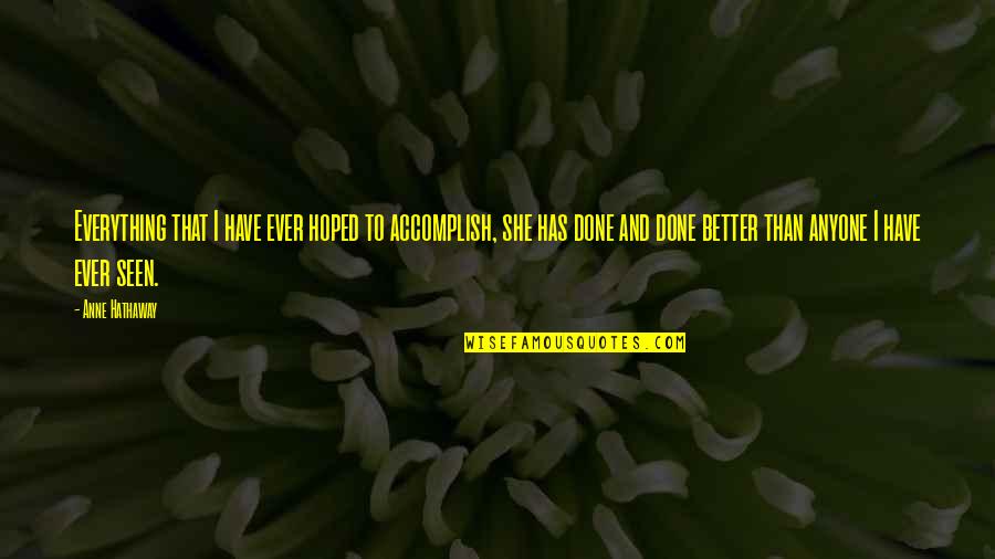 Sombrerito Para Quotes By Anne Hathaway: Everything that I have ever hoped to accomplish,