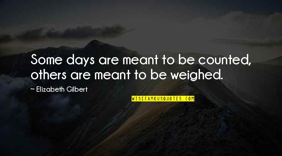 Some Days Are Quotes By Elizabeth Gilbert: Some days are meant to be counted, others