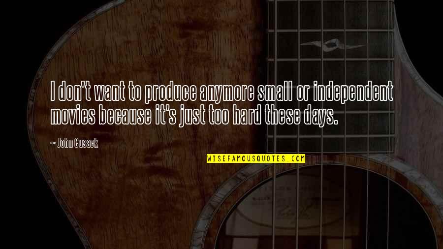 Some Days Hard Quotes By John Cusack: I don't want to produce anymore small or