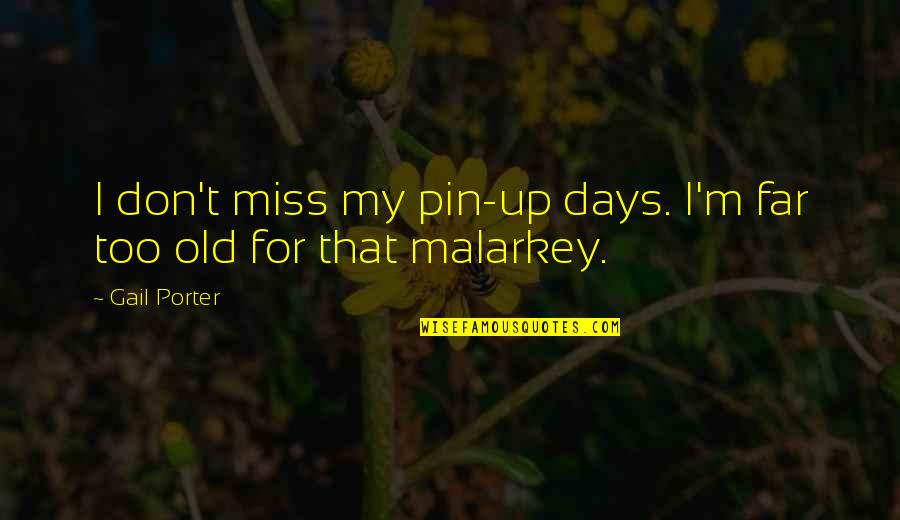 Some Days I Miss You Quotes By Gail Porter: I don't miss my pin-up days. I'm far