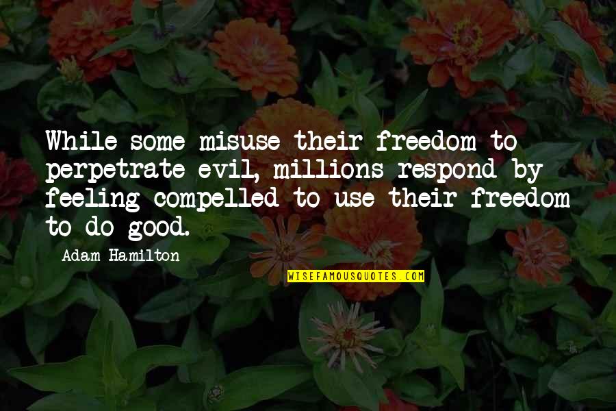 Some Good Feeling Quotes By Adam Hamilton: While some misuse their freedom to perpetrate evil,