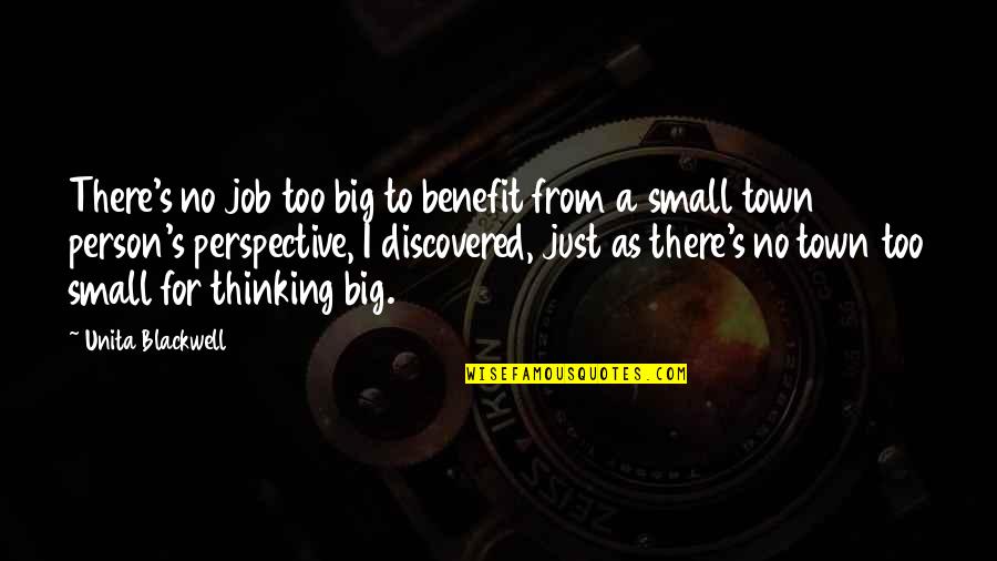 Some Gud Quotes By Unita Blackwell: There's no job too big to benefit from