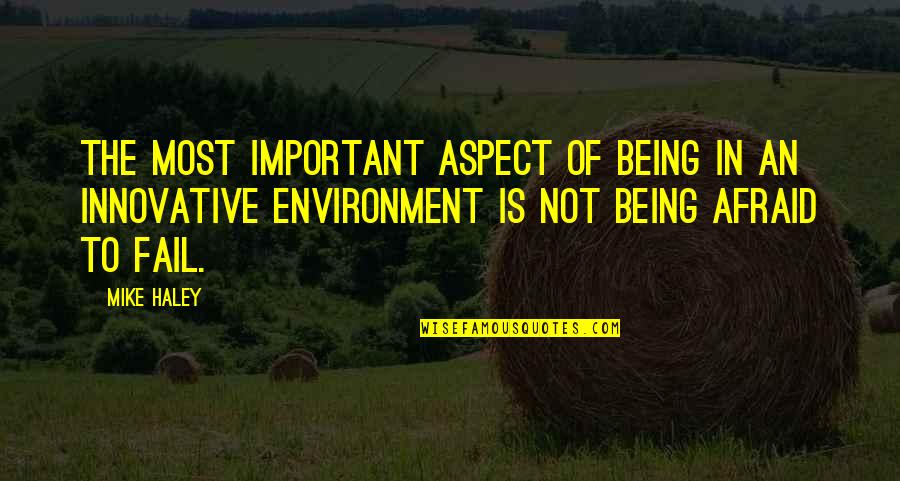 Some Innovative Quotes By Mike Haley: The most important aspect of being in an Some Innovative Quotes By Mike Haley: The most important aspect of being in an