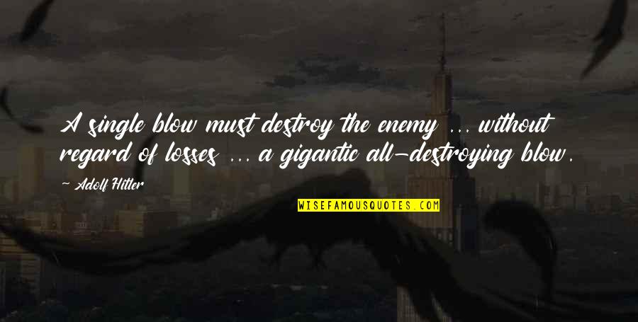 Some Losses Quotes By Adolf Hitler: A single blow must destroy the enemy ... Some Losses Quotes By Adolf Hitler: A single blow must destroy the enemy ...
