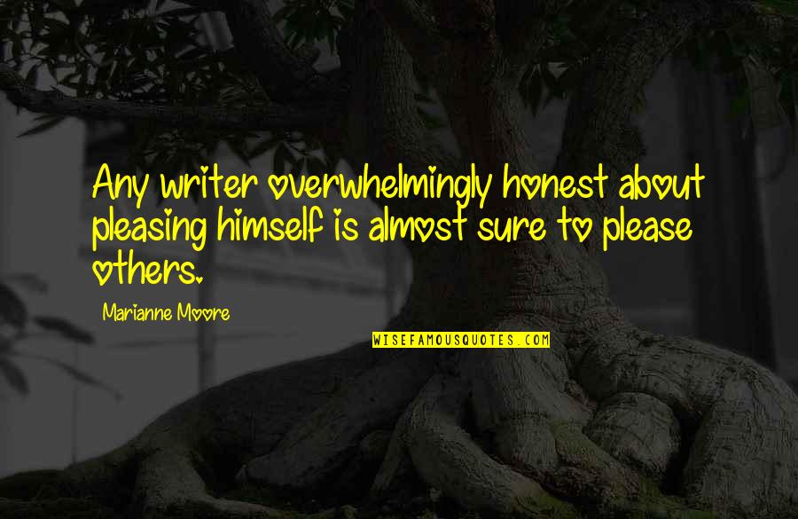 Some Pleasing Quotes By Marianne Moore: Any writer overwhelmingly honest about pleasing himself is