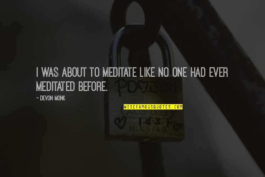 Some Stanzas Quotes By Devon Monk: I was about to meditate like no one