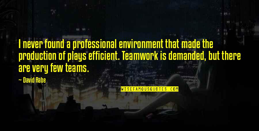 Some Teamwork Quotes By David Rabe: I never found a professional environment that made