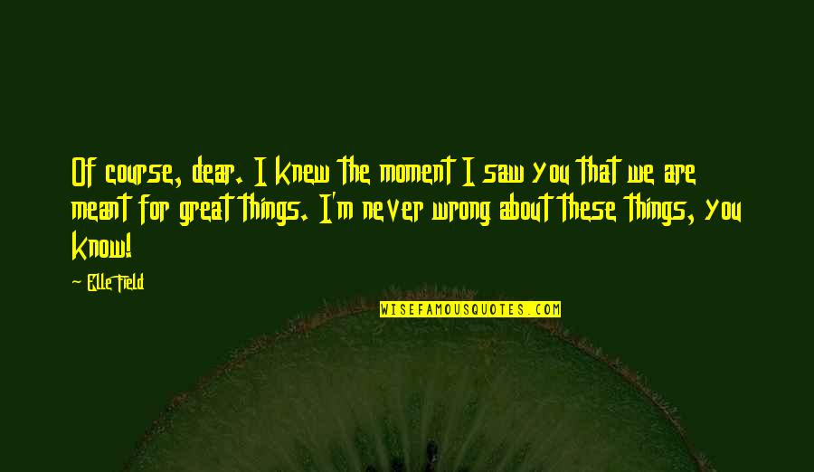 Some Things Are Meant To Be Quotes By Elle Field: Of course, dear. I knew the moment I