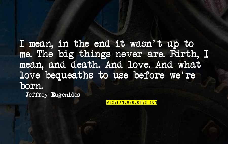 Some Things Never End Quotes By Jeffrey Eugenides: I mean, in the end it wasn't up