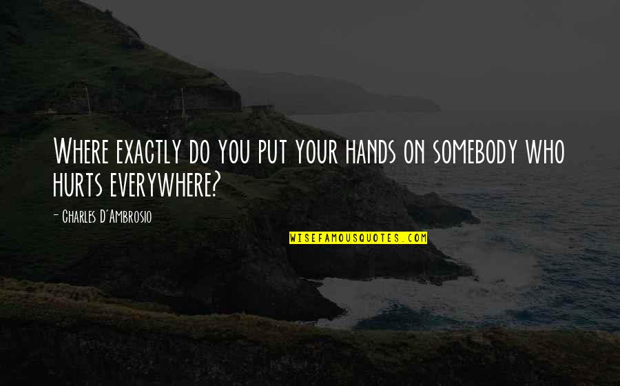 Somebody Hurts You Quotes By Charles D'Ambrosio: Where exactly do you put your hands on