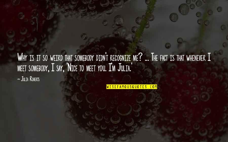 Somebody Is Me Quotes By Julia Roberts: Why is it so weird that somebody didn't