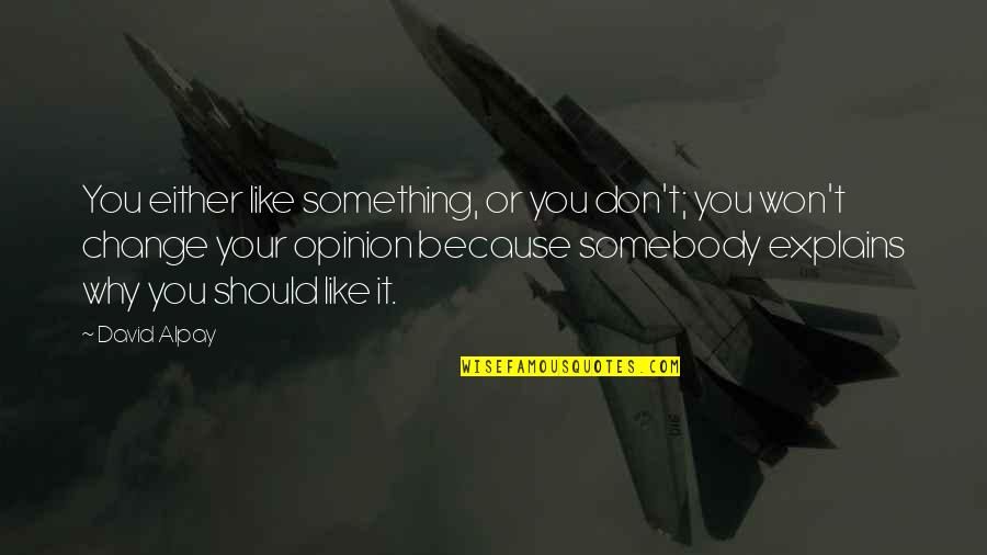 Somebody You Like Quotes By David Alpay: You either like something, or you don't; you Somebody You Like Quotes By David Alpay: You either like something, or you don't; you