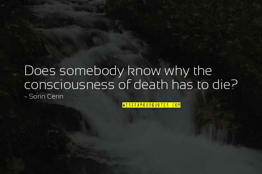Somebody's Death Quotes By Sorin Cerin: Does somebody know why the consciousness of death