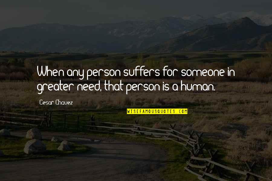 Someone In Need Quotes By Cesar Chavez: When any person suffers for someone in greater