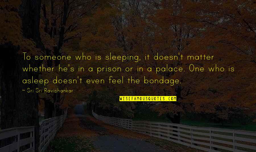 Someone In Prison Quotes By Sri Sri Ravishankar: To someone who is sleeping, it doesn't matter