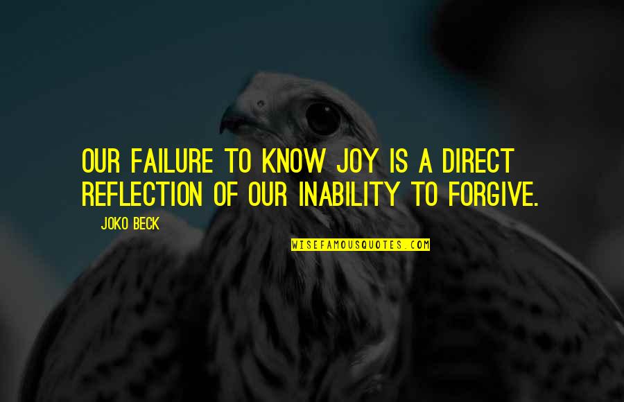 Someone Leaving An Impact Quotes By Joko Beck: Our failure to know joy is a direct