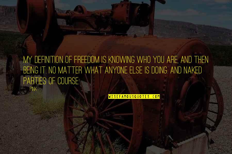 Someone Make My Day Quotes By Pink: My definition of freedom is knowing who you