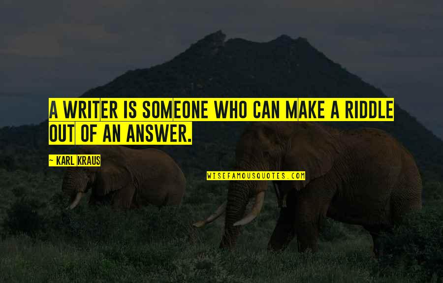 Someone Make Quotes By Karl Kraus: A writer is someone who can make a