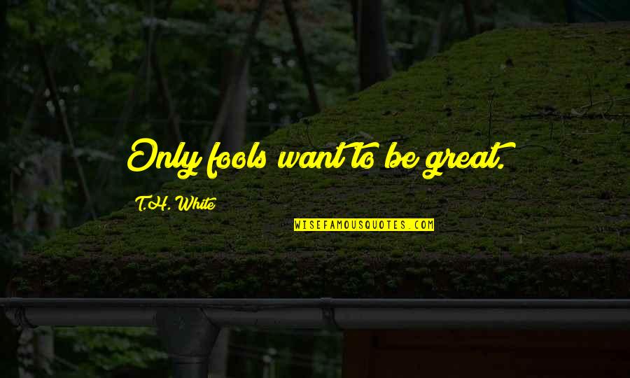 Someone Make You Cry Quotes By T.H. White: Only fools want to be great.