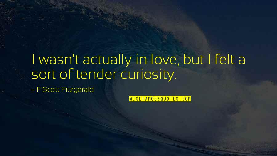 Someone Meaning The World Quotes By F Scott Fitzgerald: I wasn't actually in love, but I felt