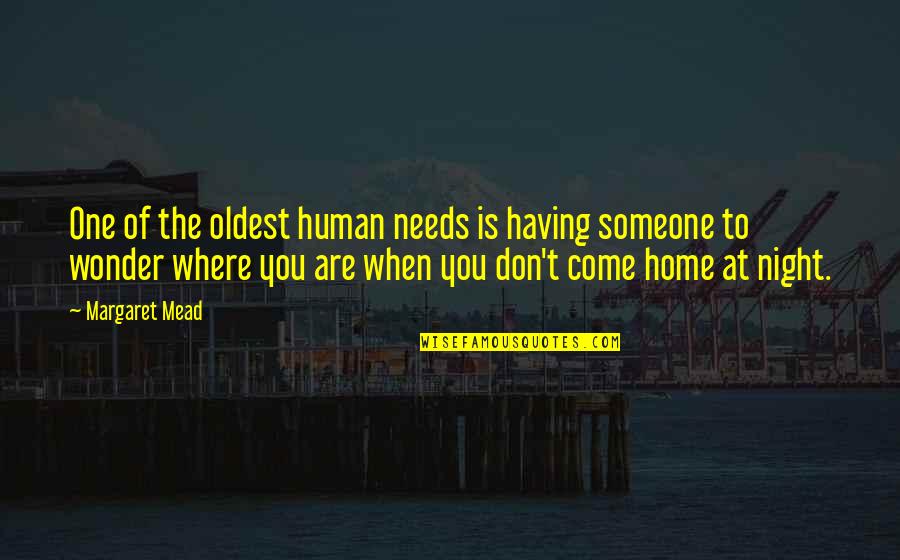 Someone Needs You Quotes By Margaret Mead: One of the oldest human needs is having