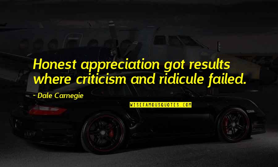 Someone Not Caring About Your Feelings Quotes By Dale Carnegie: Honest appreciation got results where criticism and ridicule