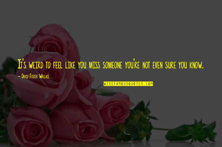 Someone Not Like You Quotes By David Foster Wallace: It's weird to feel like you miss someone
