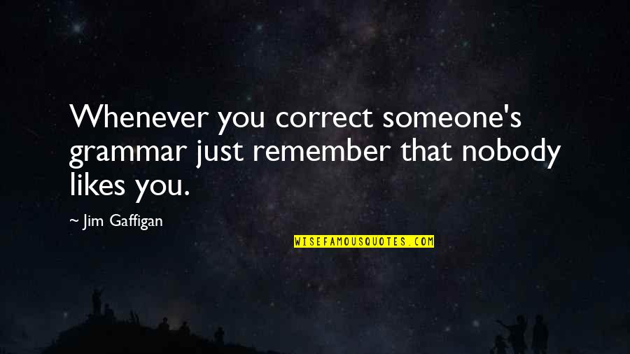 Someone Remember Quotes By Jim Gaffigan: Whenever you correct someone's grammar just remember that